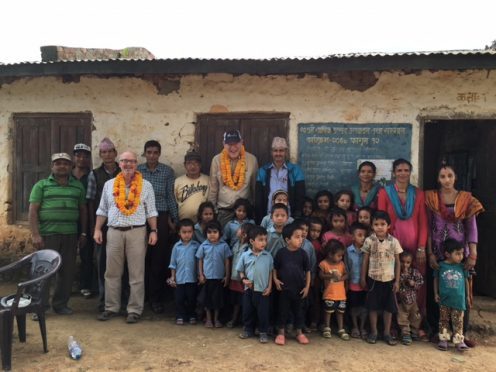 Aberdeen St Machar Rotary Club members Bruce Anderson and Rob Hughes at one of the schools they visited in Nepal.