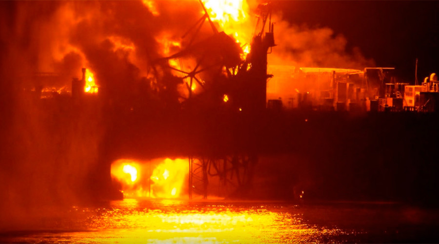 More than 30 people have reportedly been killed in an oil rig fire (Picture: Archie Goodwin / YouTube)