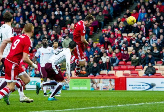Aberdeen's Andrew Considine will feel he should have scored this first half header