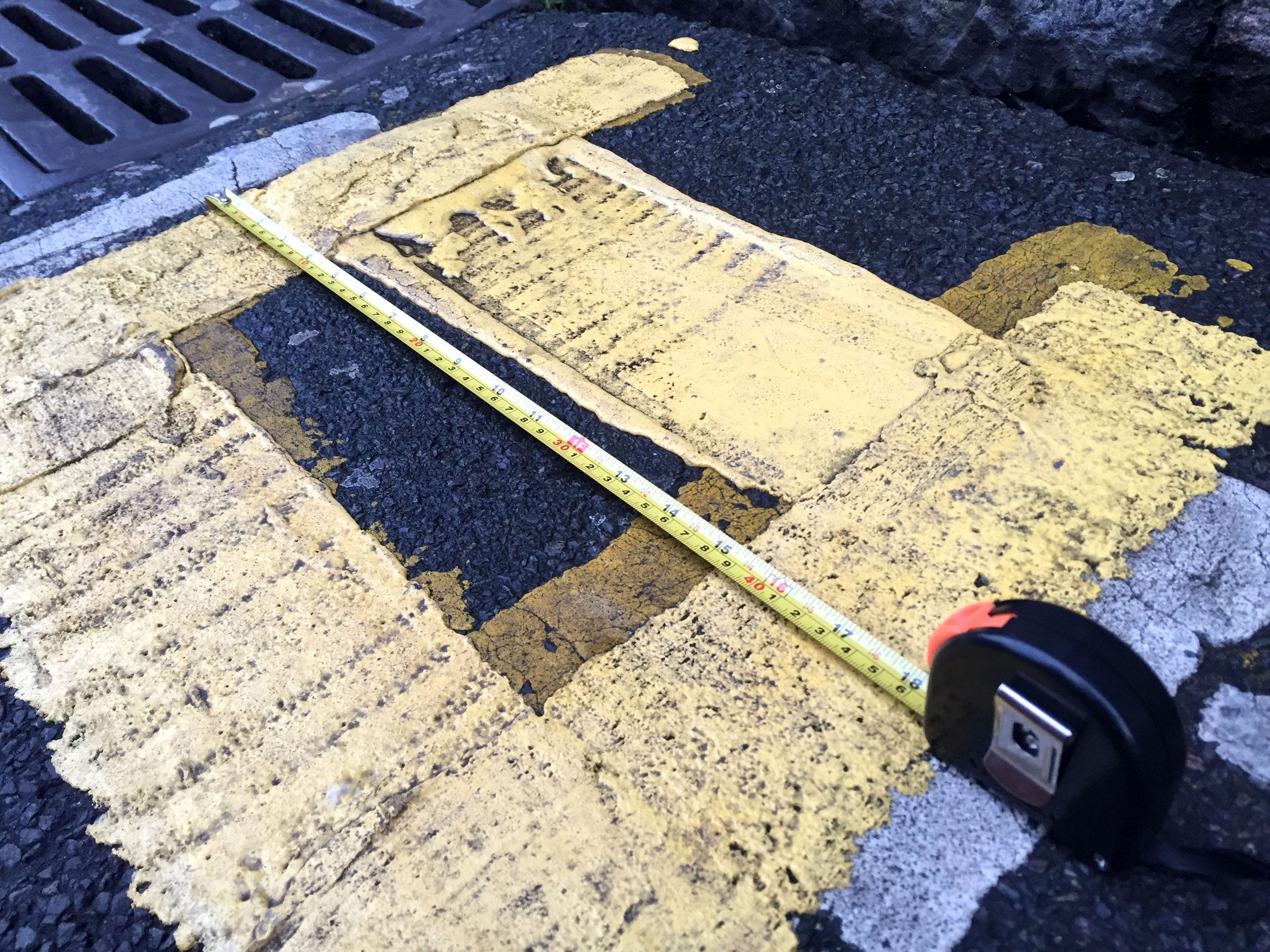 Double yellow lines on Chatham Street, Leicester, measuring less than two feet in length have been painted. PRESS ASSOCIATION Photo. Picture date: Tuesday December 1, 2015. The City Council said the freshly repainted lines on the city centre street cost the authority around £1 when they were given a new coat in November. See PA story TRANSPORT Lines. Photo credit should read: Alex Britton/PA Wire