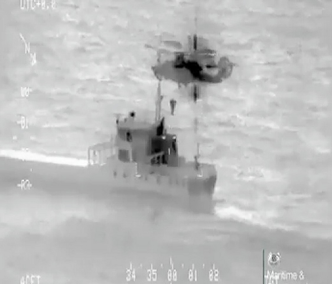 Videograb image of the rescue issued by the Maritime and Coastguard Agency 