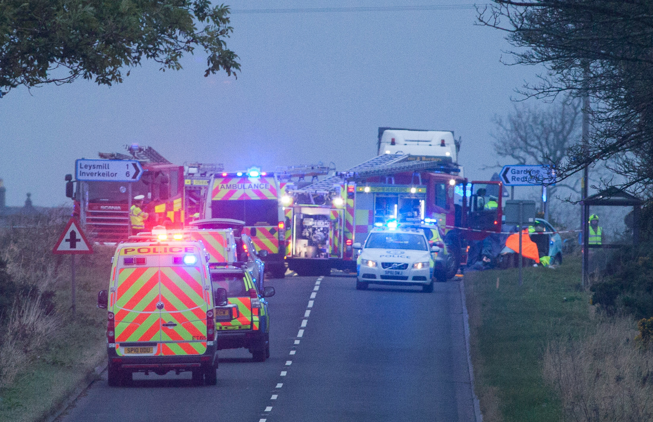 The scene of the crash on the A933