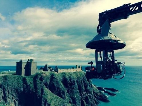 This is a pic posted on Twitter by director Paul McGuigan while filming at Dunnottar Castle