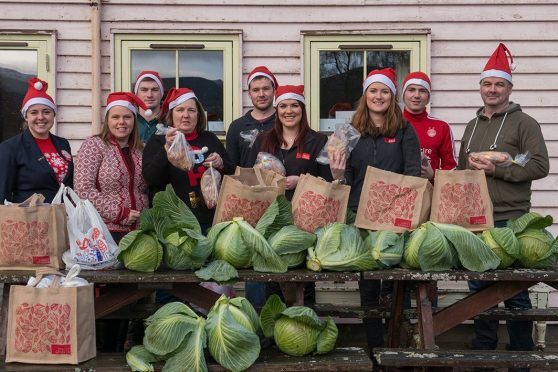 The Christmas hampers being made up in Braemar. Credit: Steven Rennie.