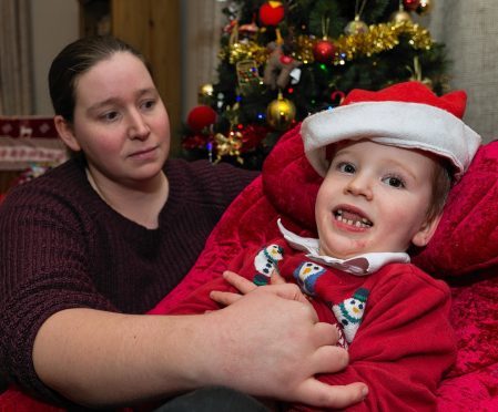 Gillian Groves with Tom, aged five.