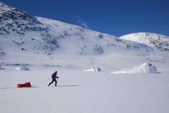 Luke training for his trip to the South Pole in Greenland