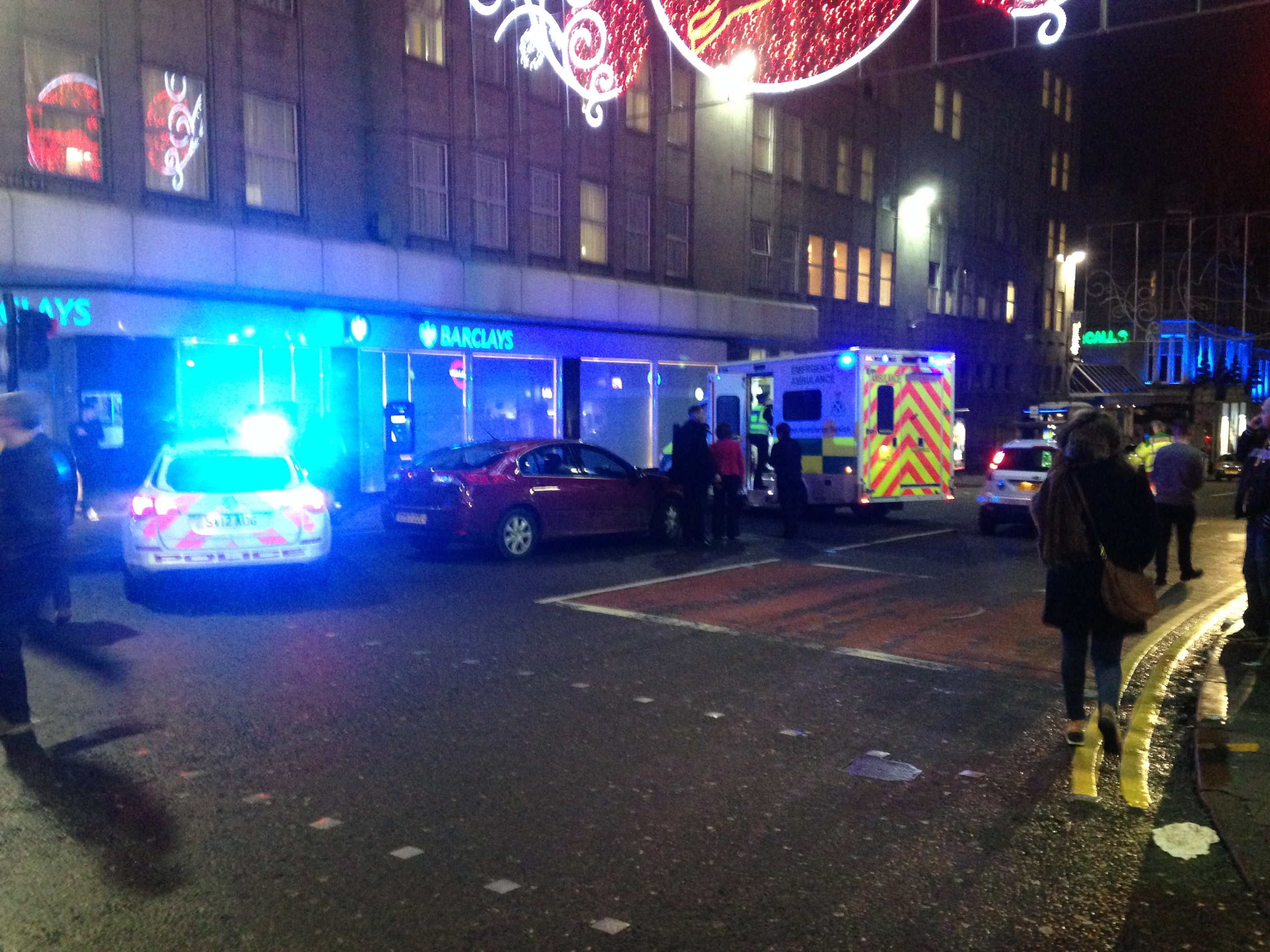 Emergency services are attending to a man who has been struck by a car in Aberdeen city centre