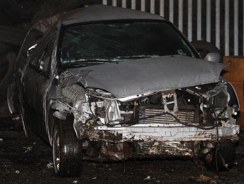 The car after the crash on the A87