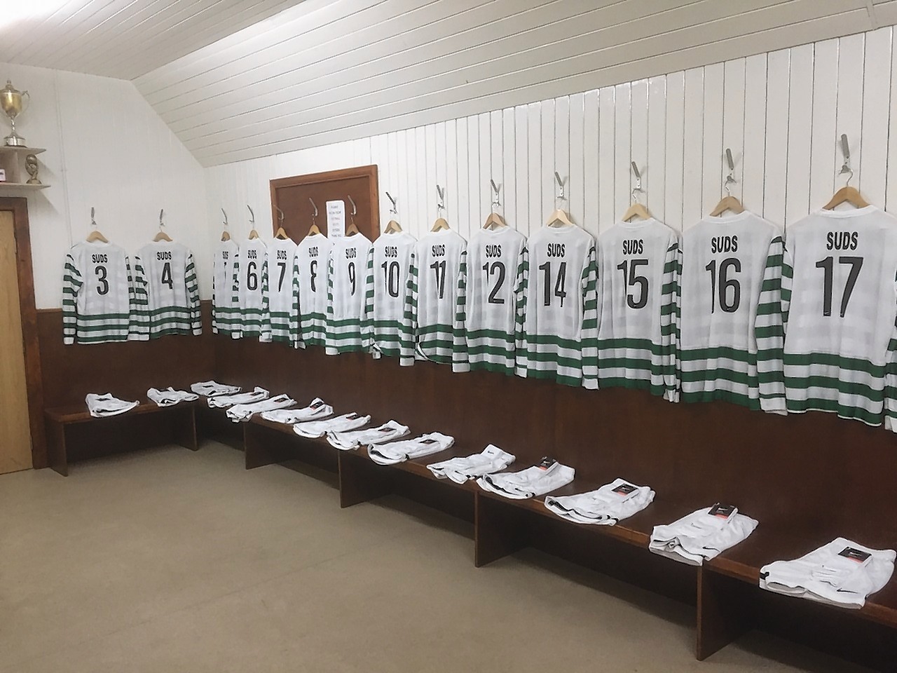 Celtic strips ready for the RNLI Charity football match between Old Firm fans in memory of James Sutherland
