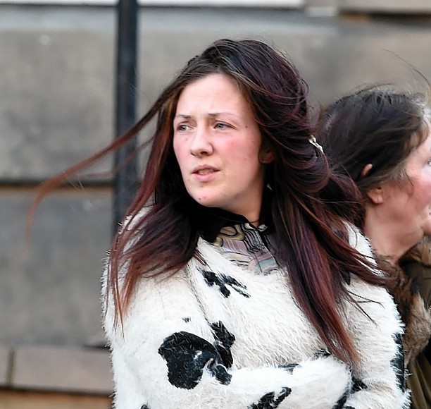 Margaret Reid leaving Elgin Sheriff Court.