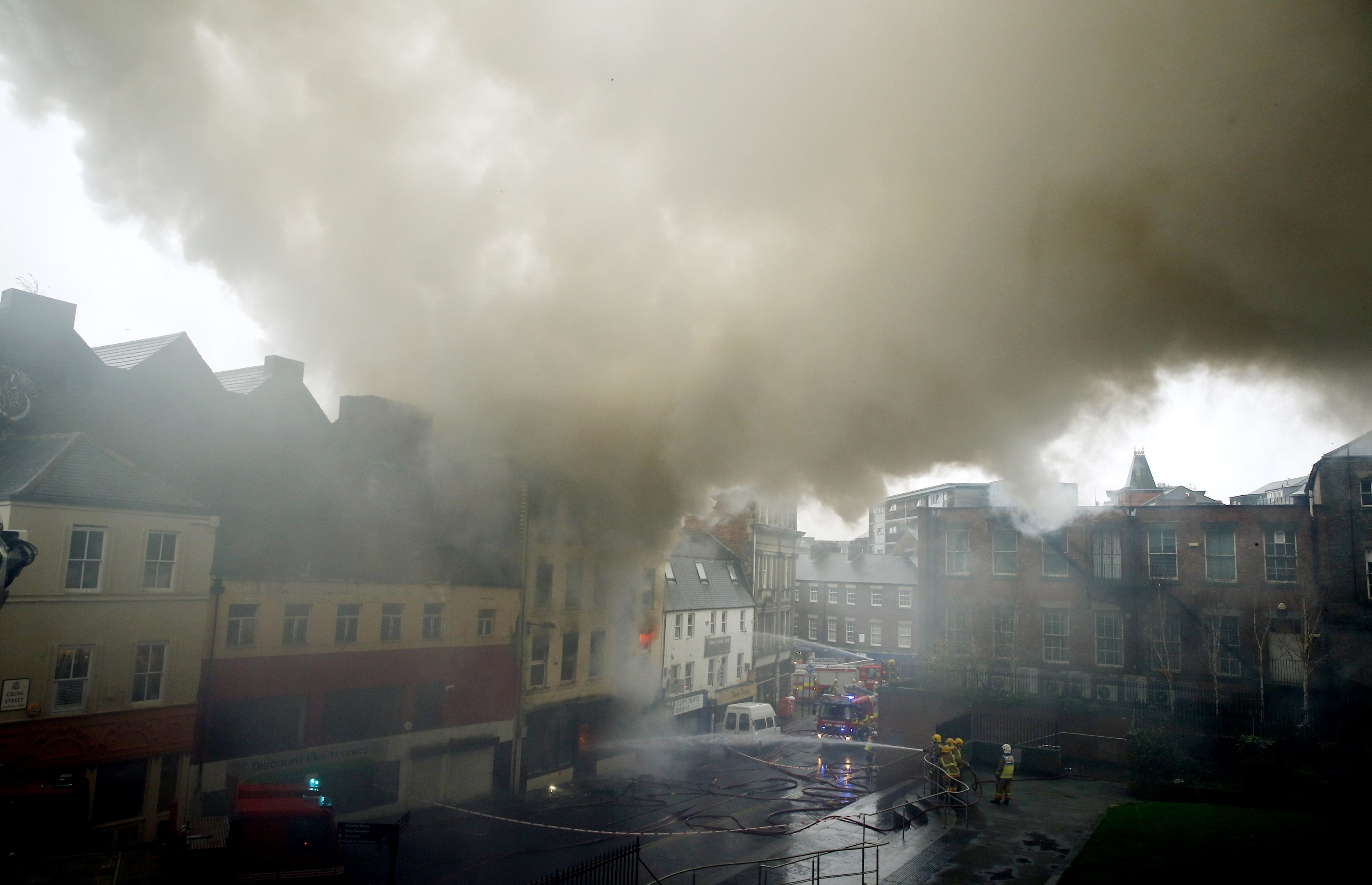 Fire crews at the scene of a fire in Charlotte Square, Newcastle.