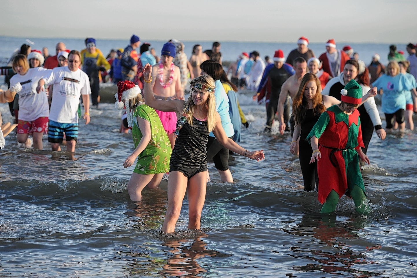 Aberdeen Lions Club, "Nippy Dipper" Boxing Day charity dip in the North Sea at Aberdeen Beach.