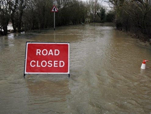 Lane closed due to flooding