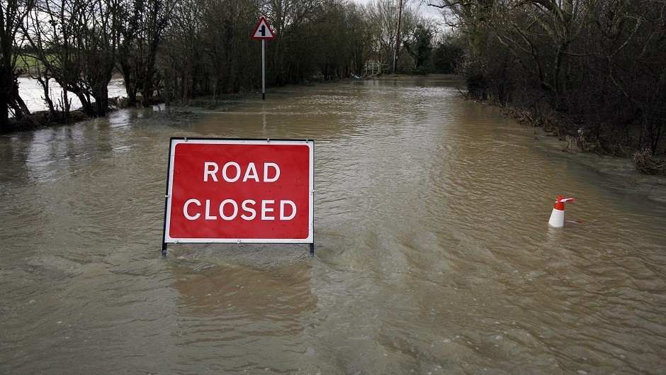Road closed due to flood water