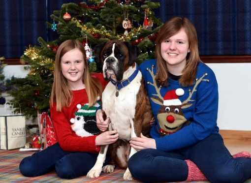 Sarah with little sister Kirsty and dog, Spencer