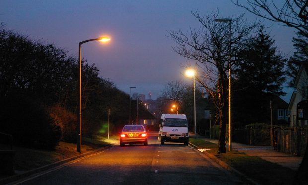 Street lights on Ramsay Gardens, Garthdee.