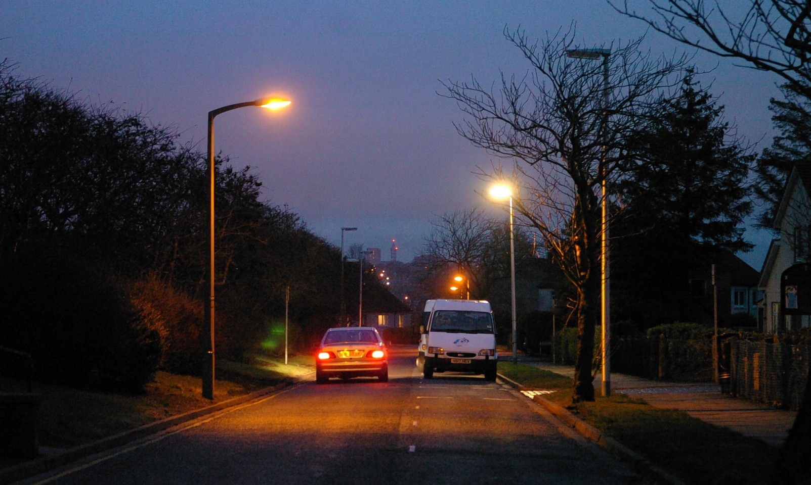 Street lights on Ramsay Gardens, Garthdee.