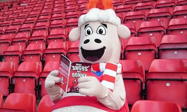 Aberdeen Football Club Community Trust apprentice Tommy Davie dressed as Donny the Sheep