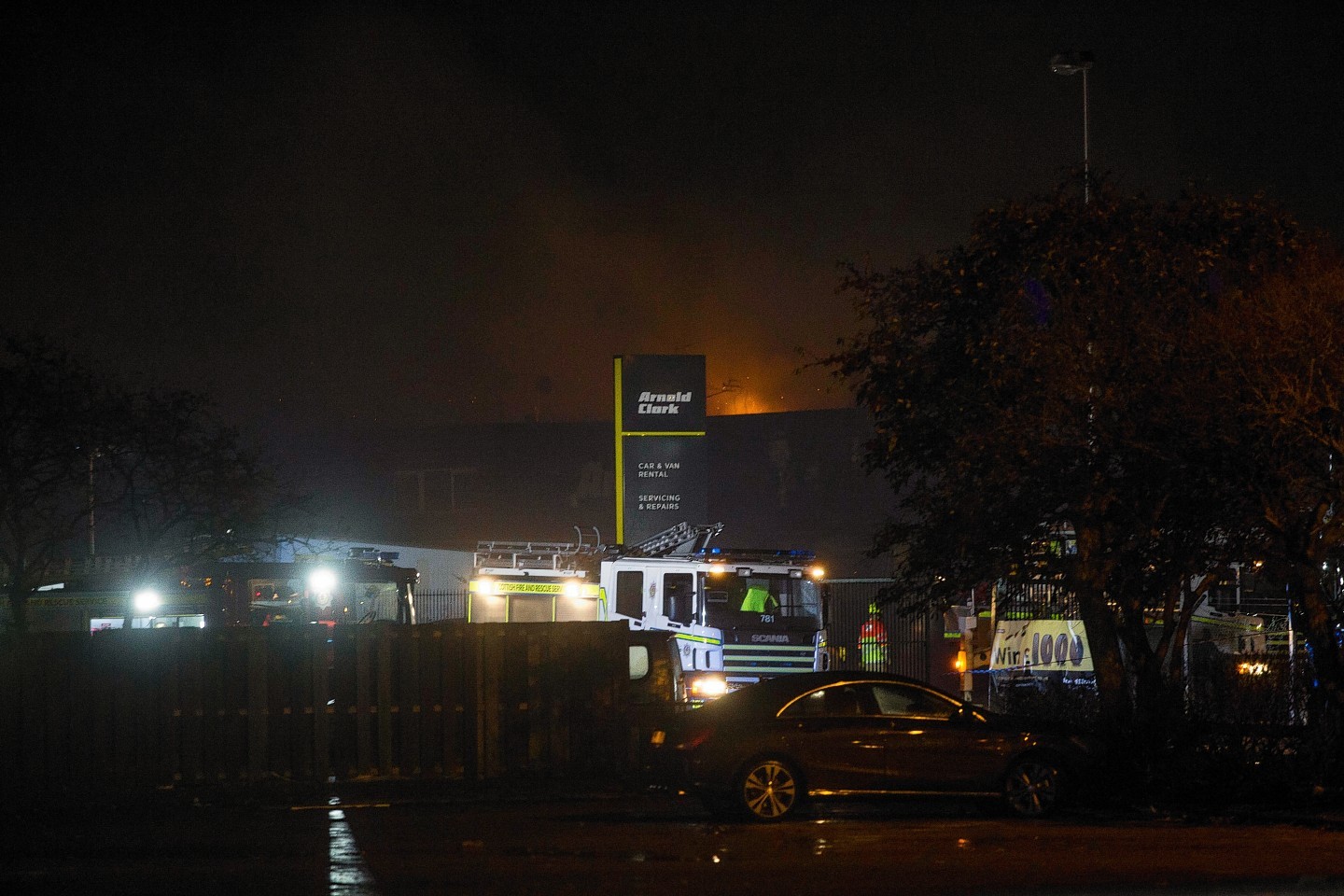 Fire crews are dealing with the blaze at Arnold Clark in Aberdeen