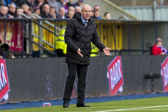 Rangers manager Mark Warburton on the touchline this afternoon