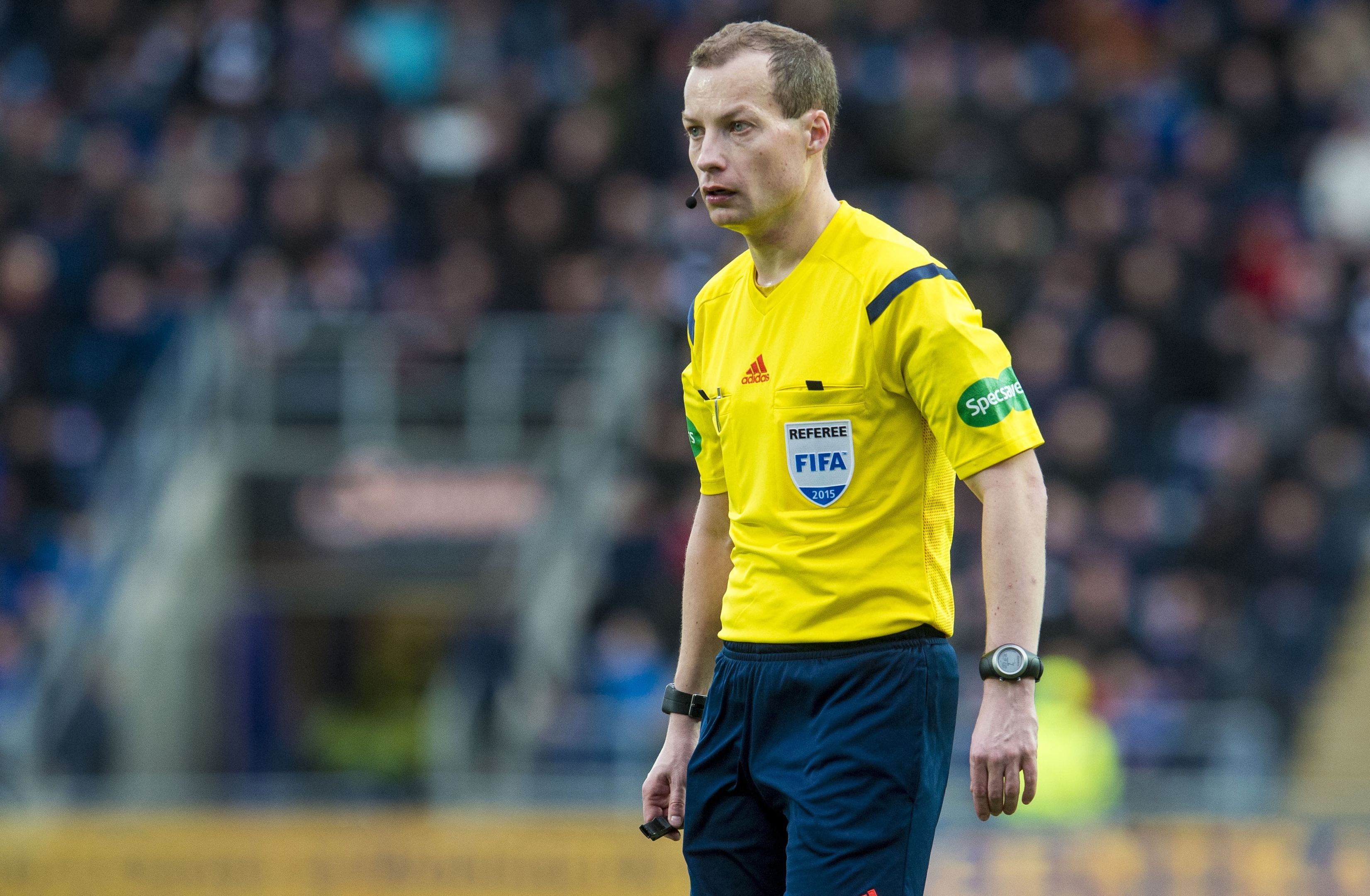 Referee Willie Collum at the Falkirk Stadium this afternoon 
