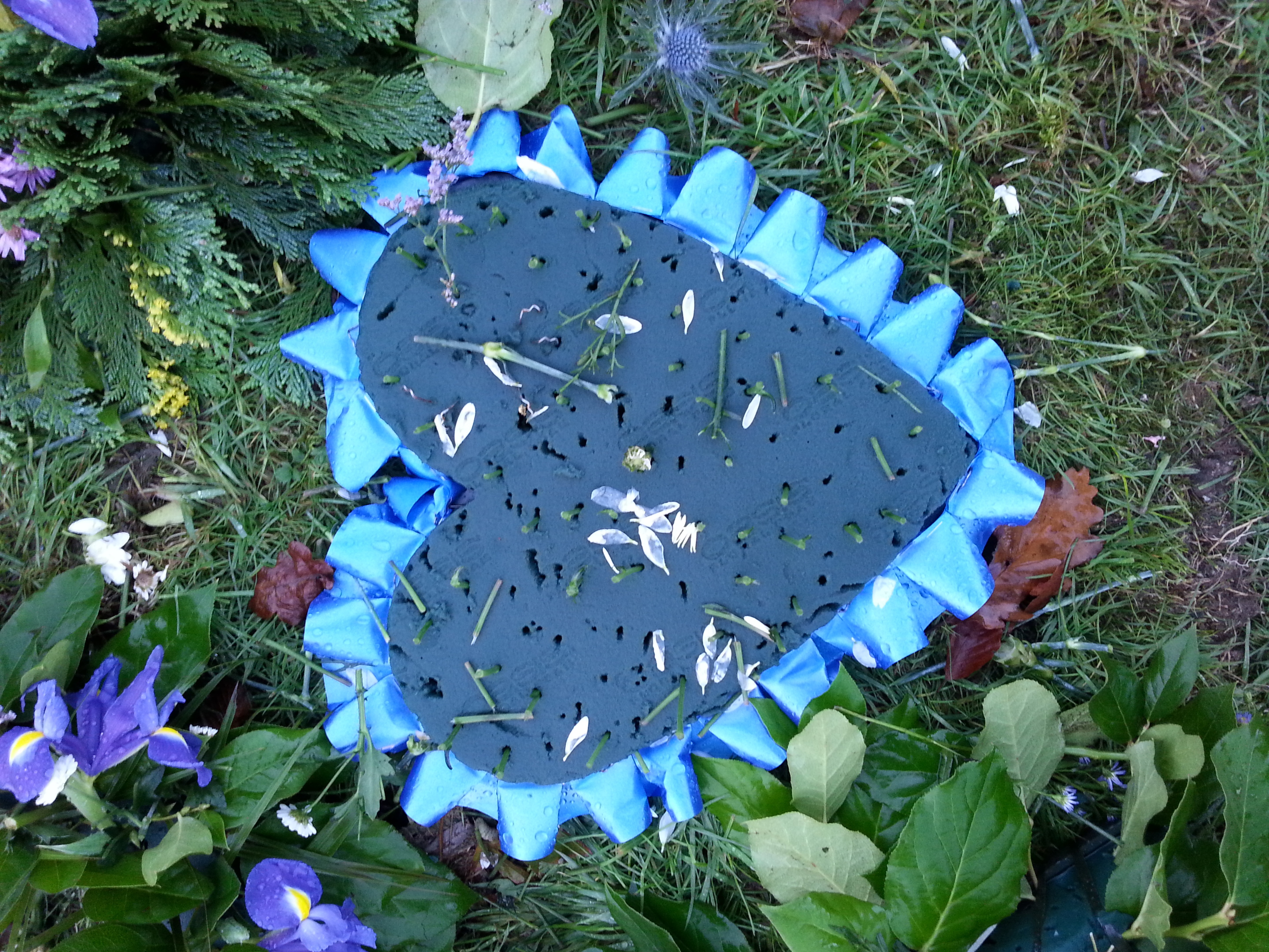 One of the floral tributes that was eaten by the deer