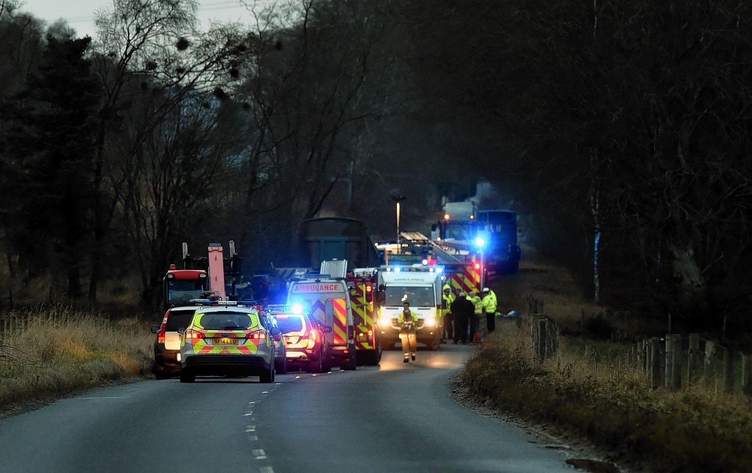 A man is in a life-threatening condition following a crash between a car and tractor on the A944. (Picture by Colin Rennie)