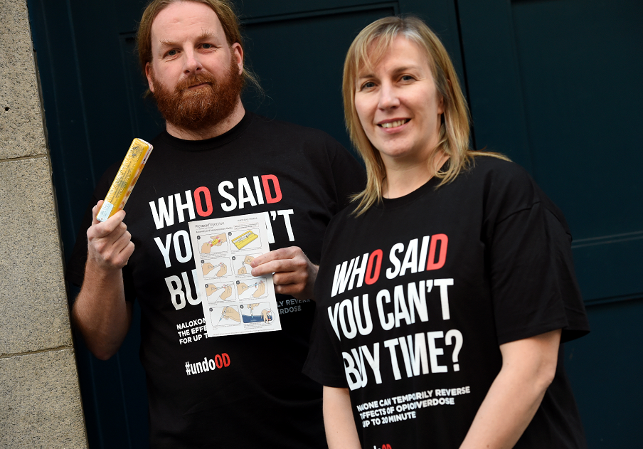 Drugs Action chiefs Simon Pringle, Service manager and CEO, Luan Grugeon with a naloxone treatment kit