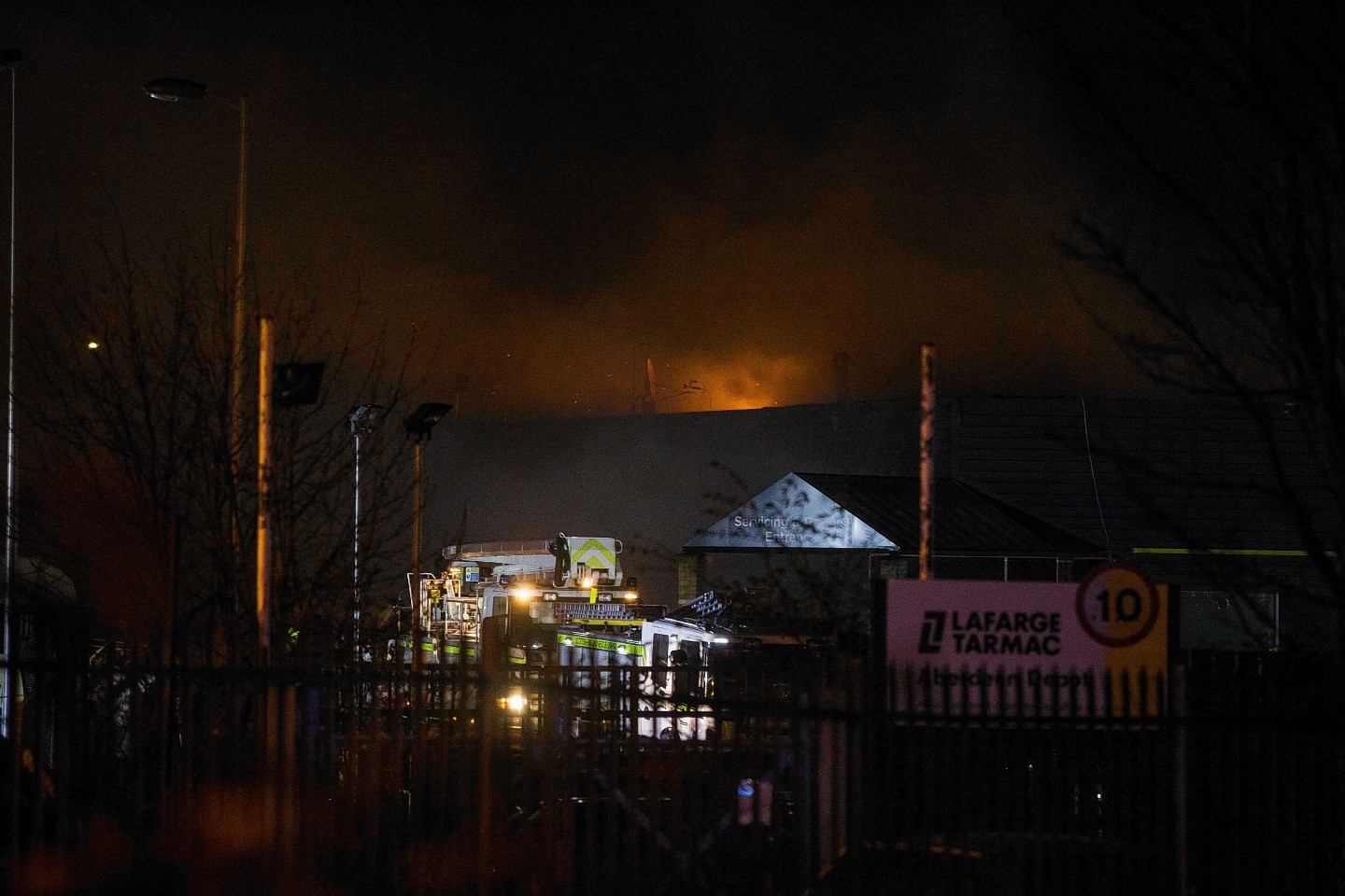 Fire crews dealing with the blaze at Arnold Clark in Aberdeen