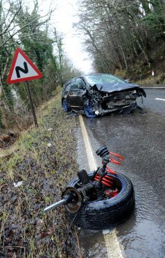 The A82 south of Urquhart Castle where a  white Vauxhaul Corsa van and a black Honda Civic crashed