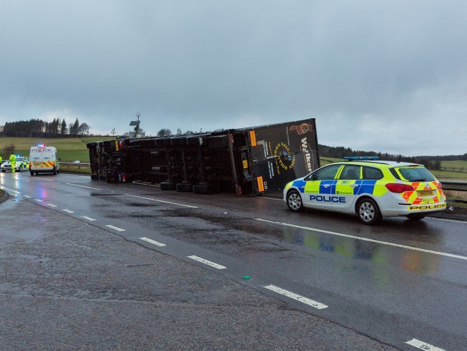 A96 lorry toppled 