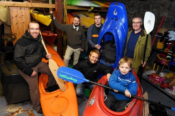 Club members Chris Redmond, architect Duncan Robson, Dale Kitching, Thomas and Mark Mitchell and Ben Redmond