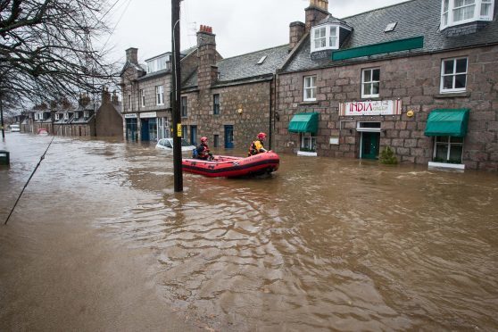 Rescue efforts in Ballater during the floods