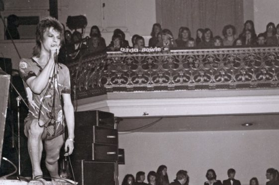 David Bowie in Ziggy Stardust guise at Aberdeen's Music Hall in 1973