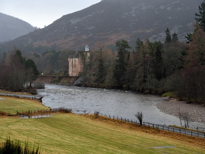 Abergeldie Castle, teetering on the brink of the Dee and the washed away A93 