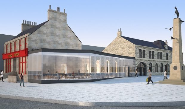 The rejected artist's impression of the proposals for the Filling Station in Inverness.