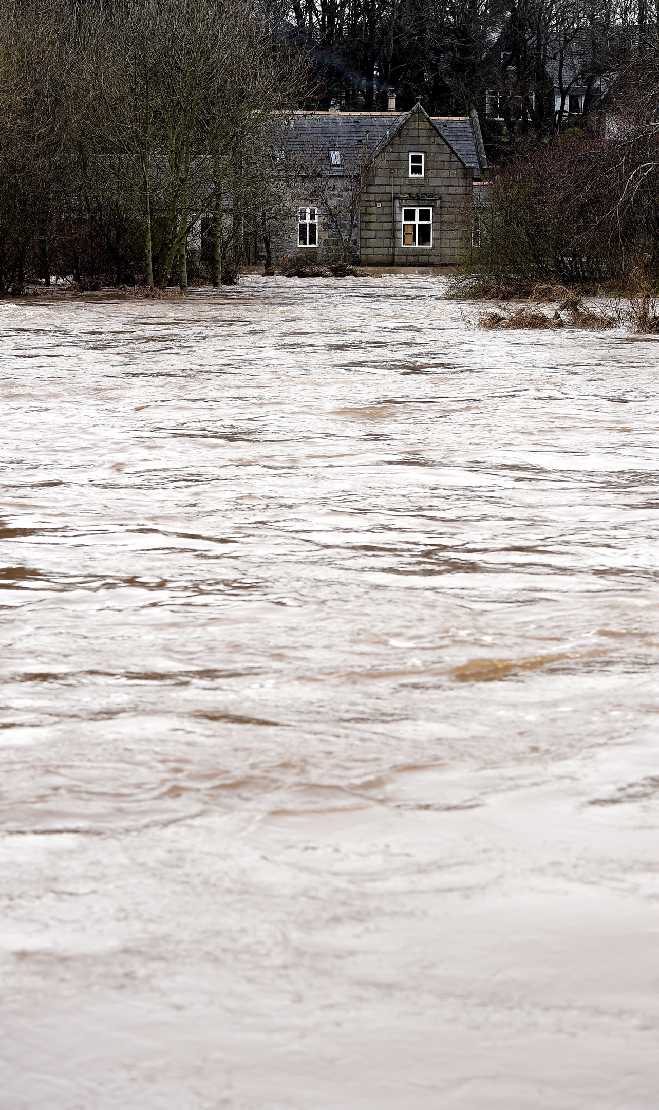 The River Ythan has burst it's banks at Ellon. The home of George Thomson on the banks of the Ythan near the old bridge which was flooded last night. 