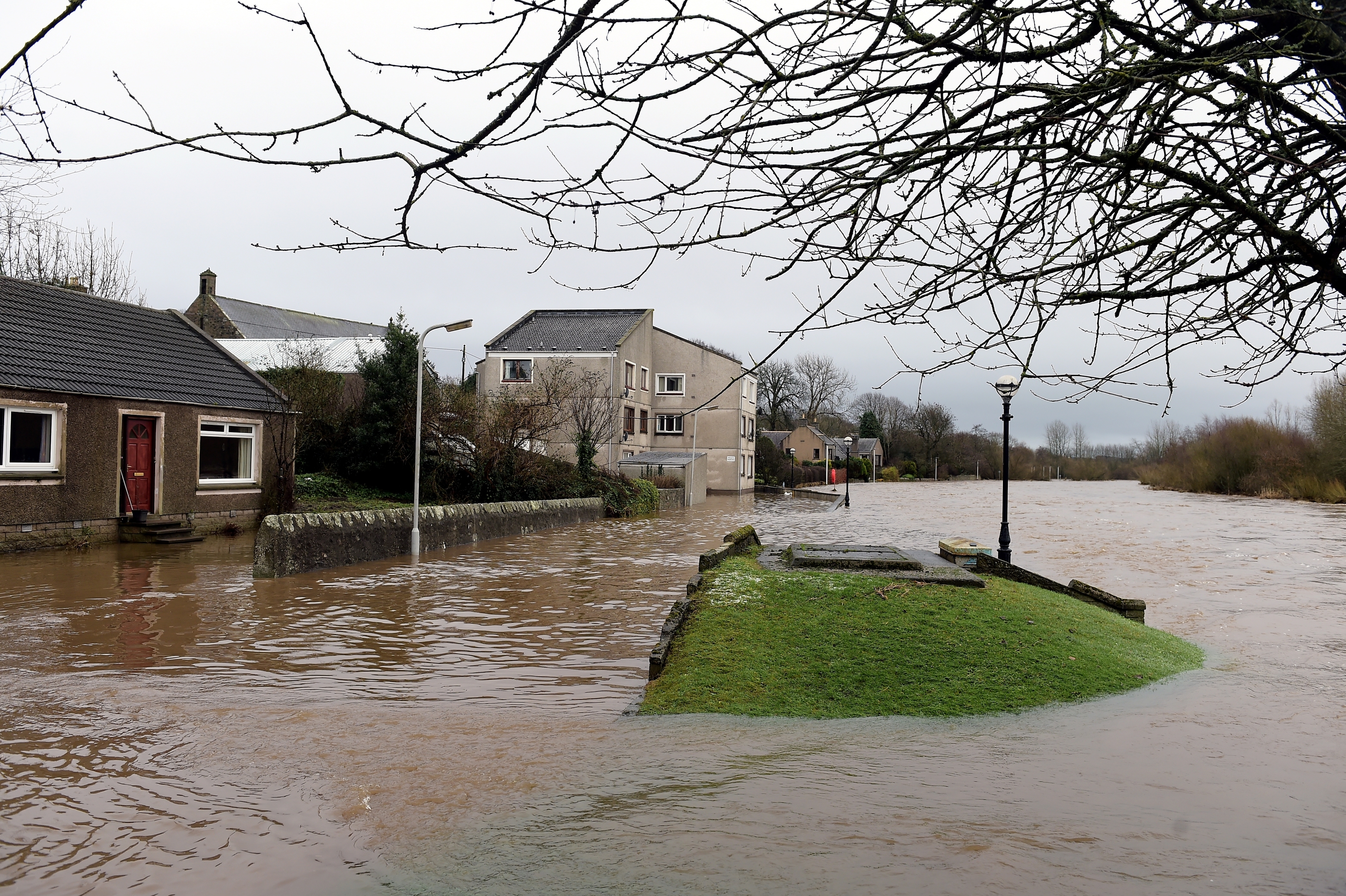 The River Ythan has burst it's banks at Ellon. 