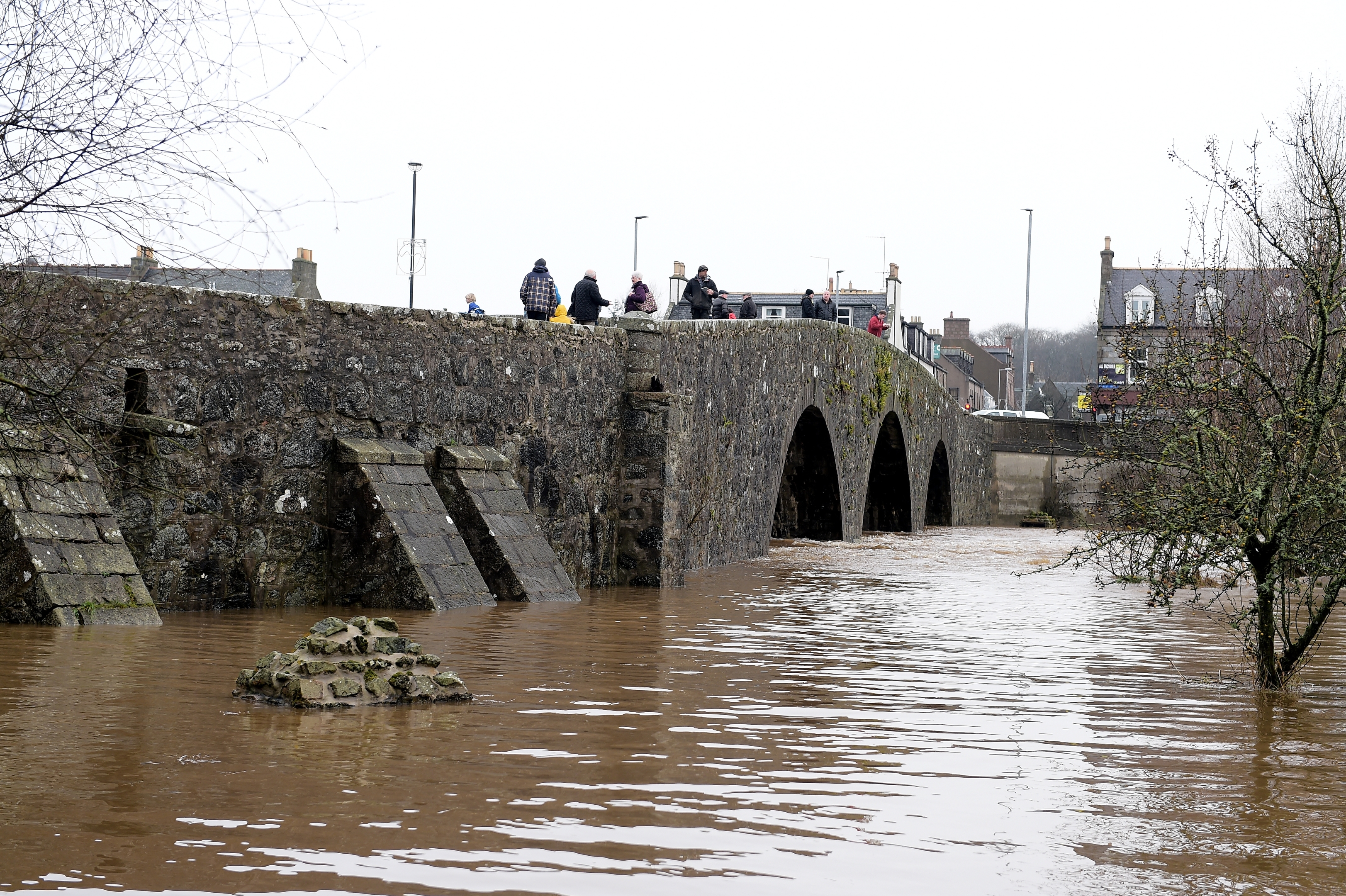 The River Ythan has burst it's banks at Ellon. 