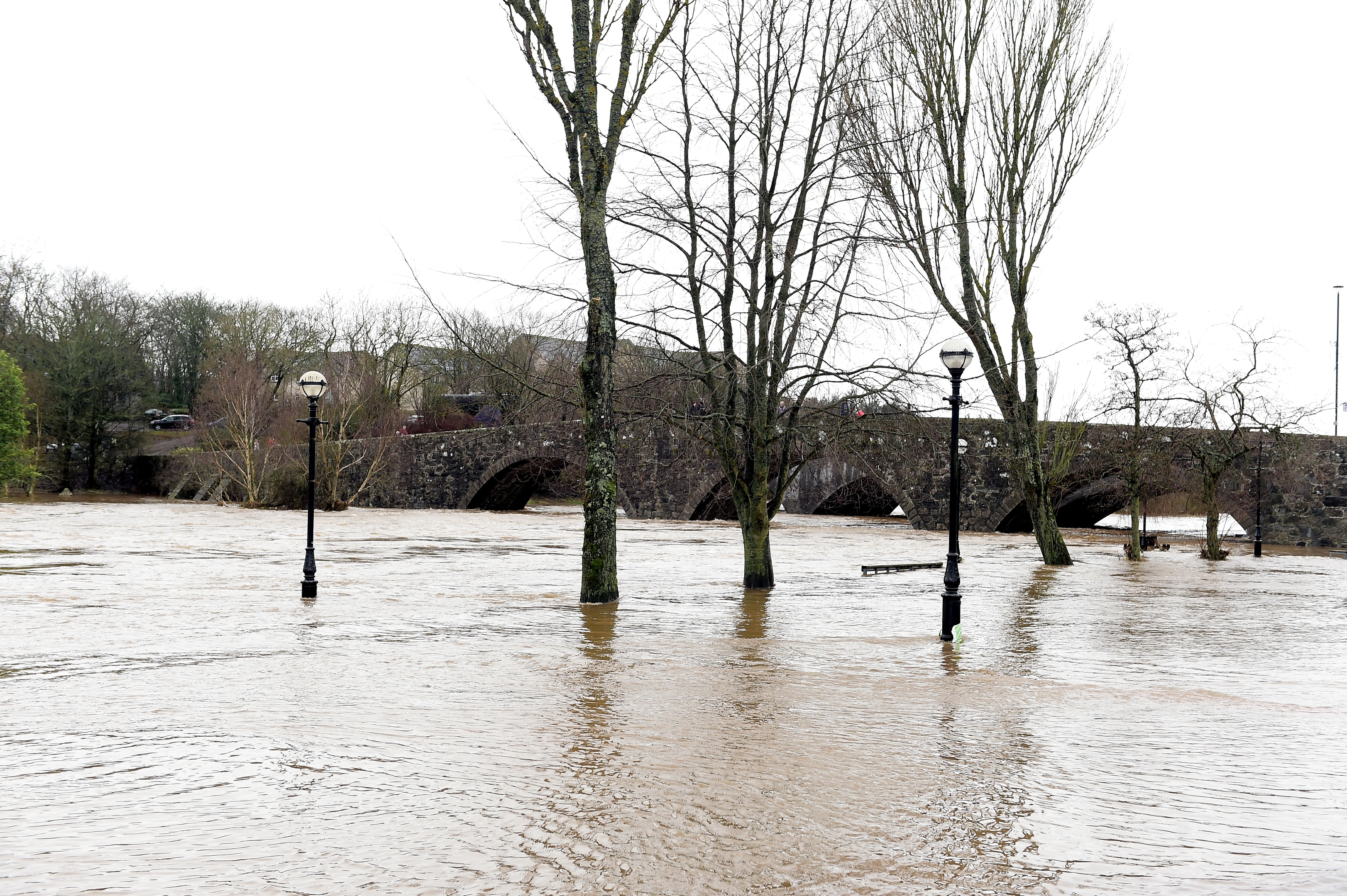 The River Ythan has burst it's banks at Ellon. 