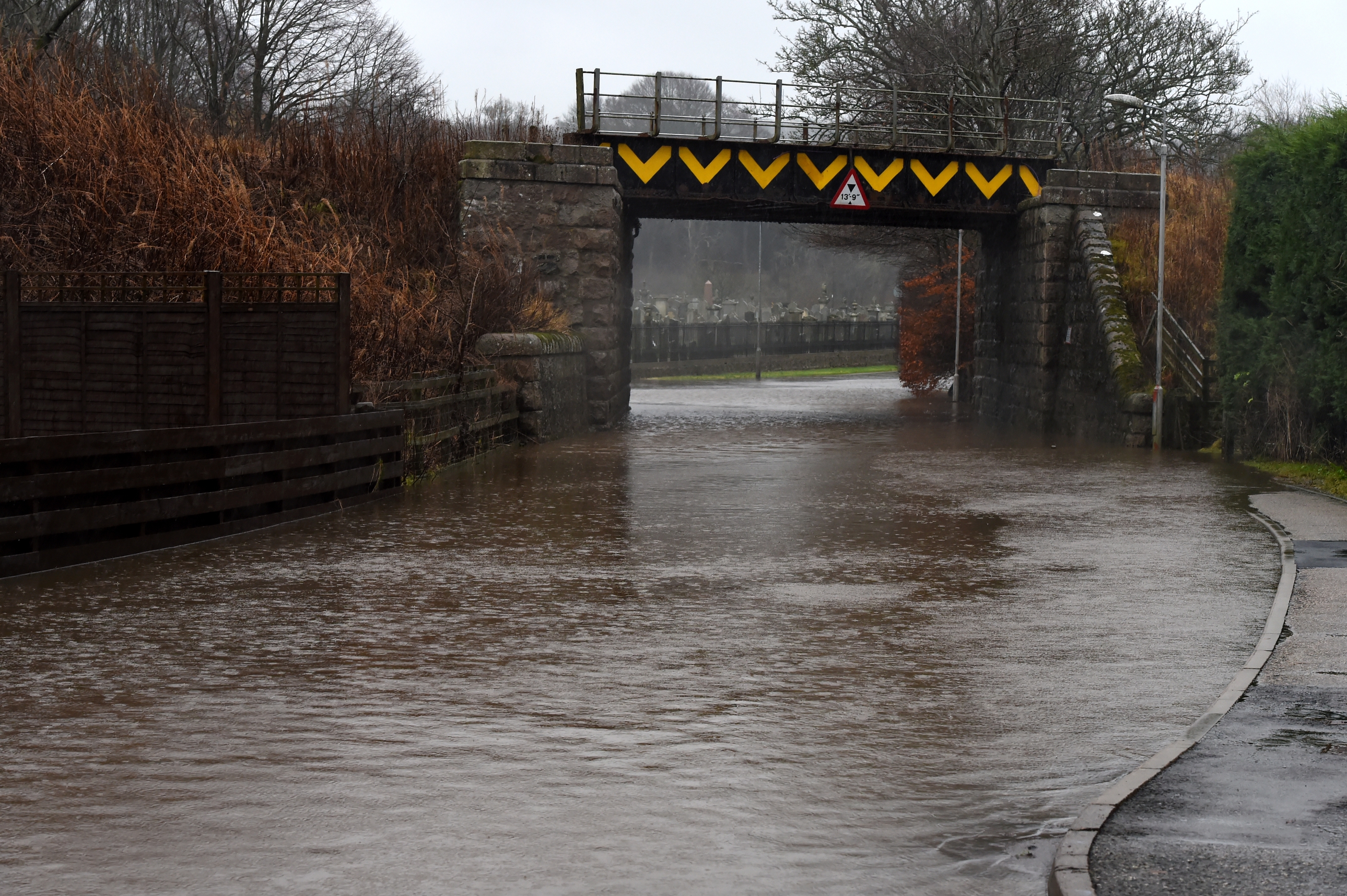 The B993 is closed in both directions between the A947 junction in Whiterashes and the St Jamess Place junction in Inverurie, because of flooding.