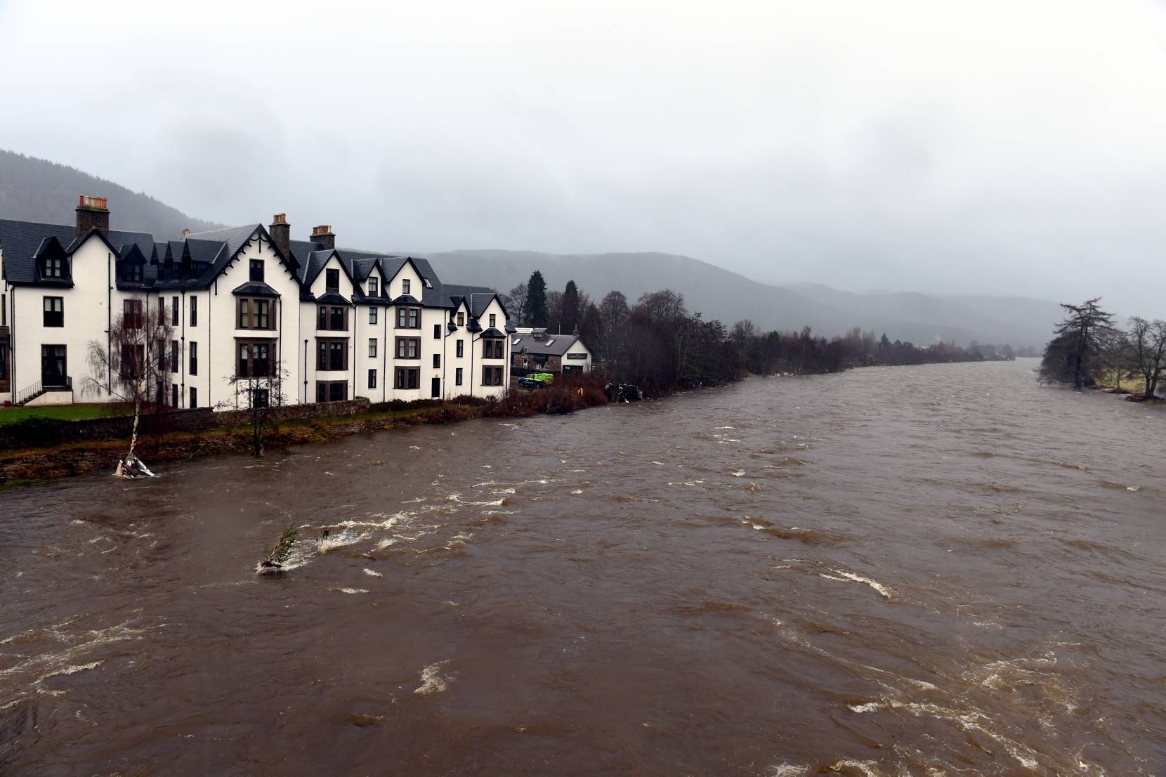 Flooding in Ballater. The high level river Dee. Picture by Jim Irvine 7-1-16