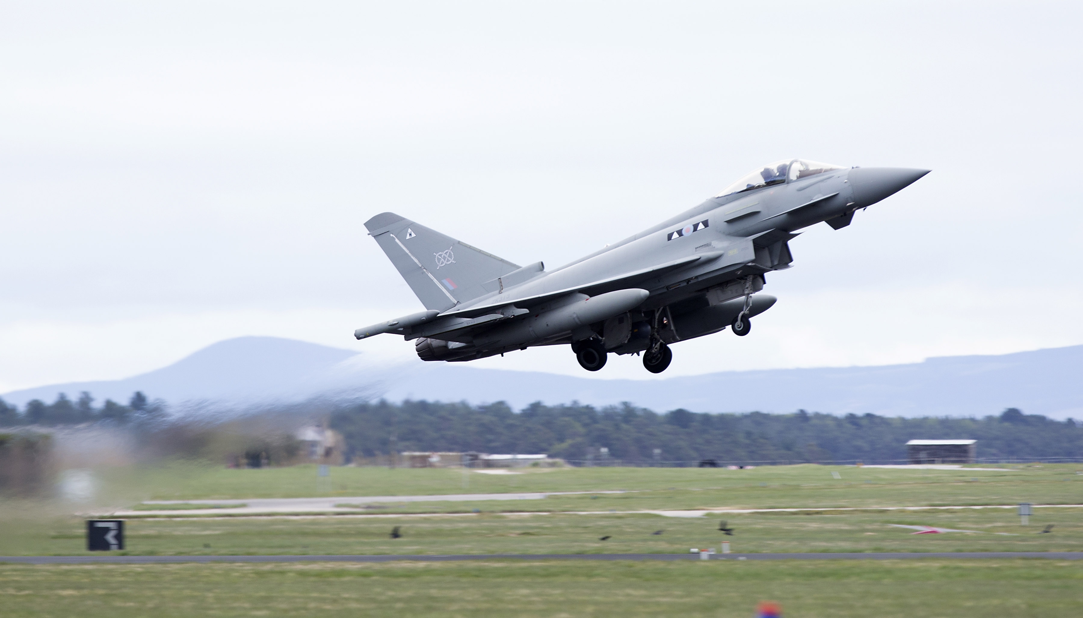 Typhoon Jet taking off at RAF Lossiemouth.