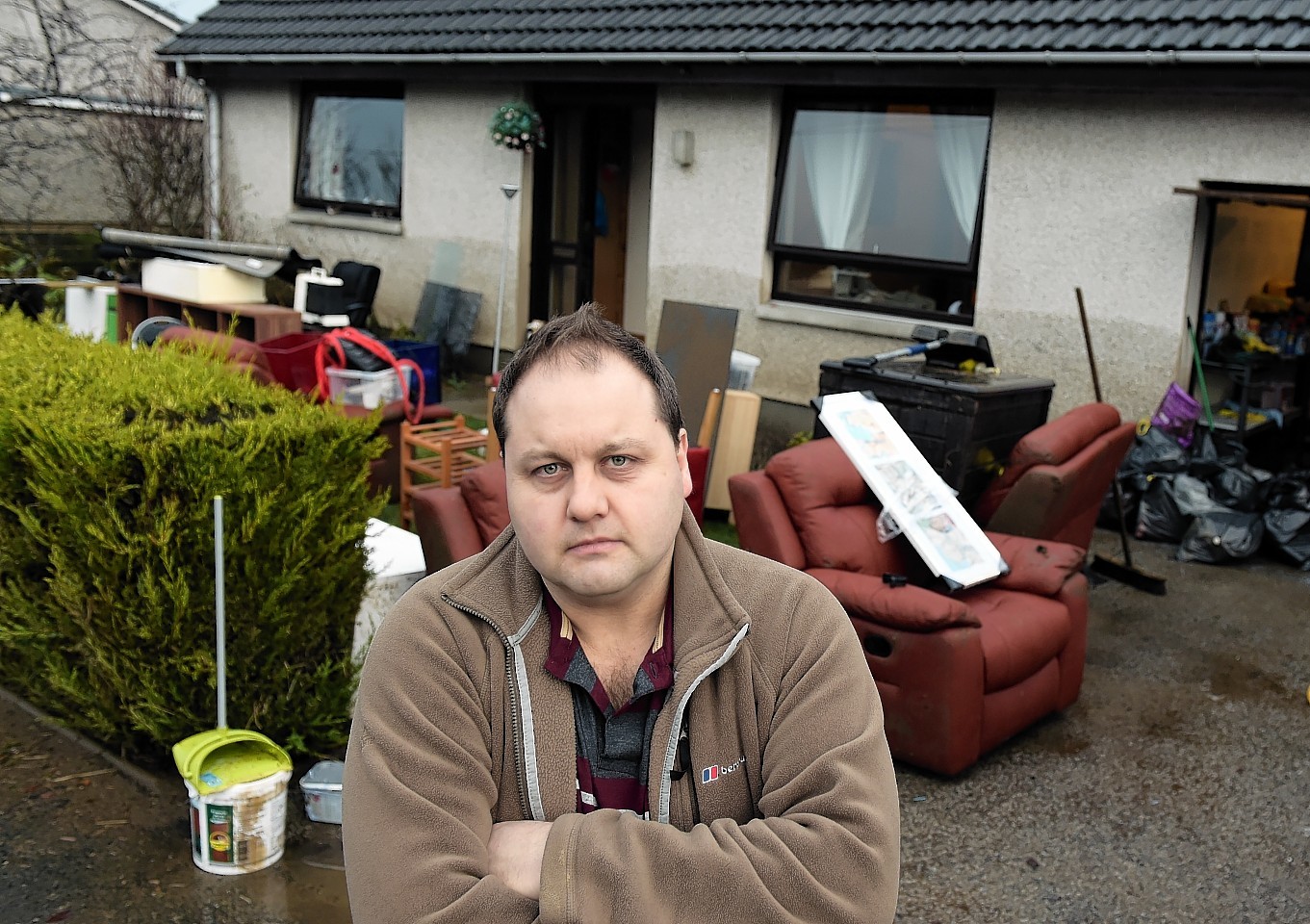 Stuart Moffat, of Canal Crescent Port Elphinstone, at his home which he is starting to clear up. Picture by Kami Thomson 
