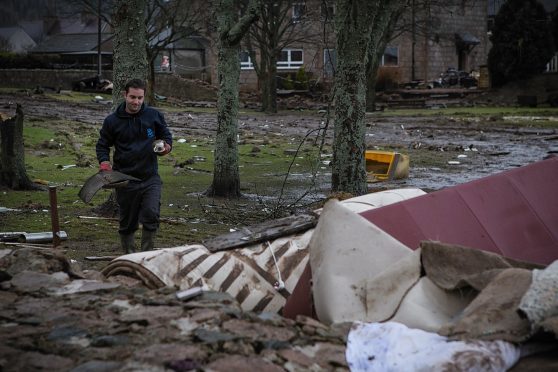 Work goes on in Ballater after the floods