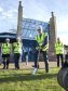 The Station Commander Gp Capt Godfrey, breaks ground at the new extension build at the St Adeins church, RAF Lossiemouth