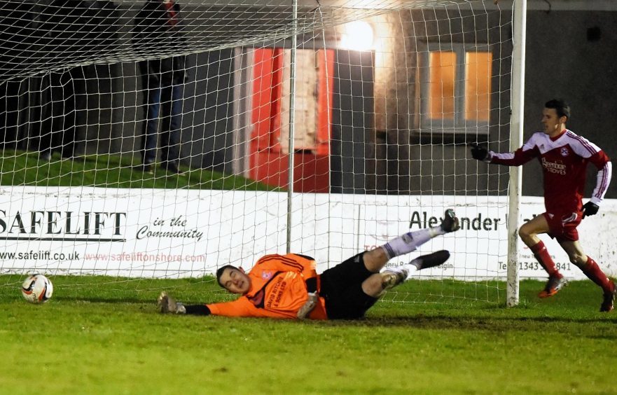 Ross Campbell nets Lossiemouth's fourth goal