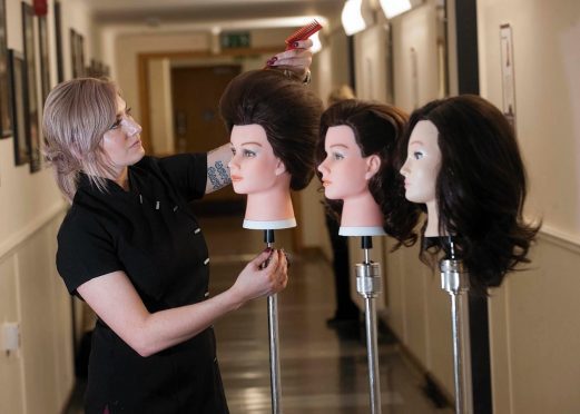 HND hairdressing student Wendy Gordon of Moray Collage, with some vintage hairstyles