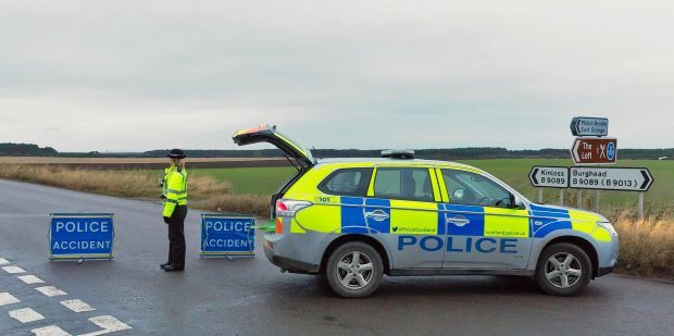 The scene of the crash on the B9089 Kinloss to Roseisle road