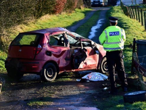 A crash which happened near New Pitsligo on Wednesday. The driver was seriously injured.